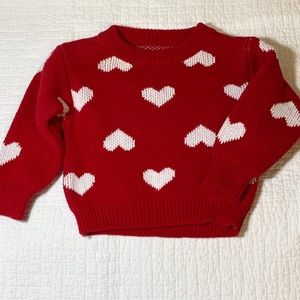 Baby Girl Red Heart Sweater 3-6M